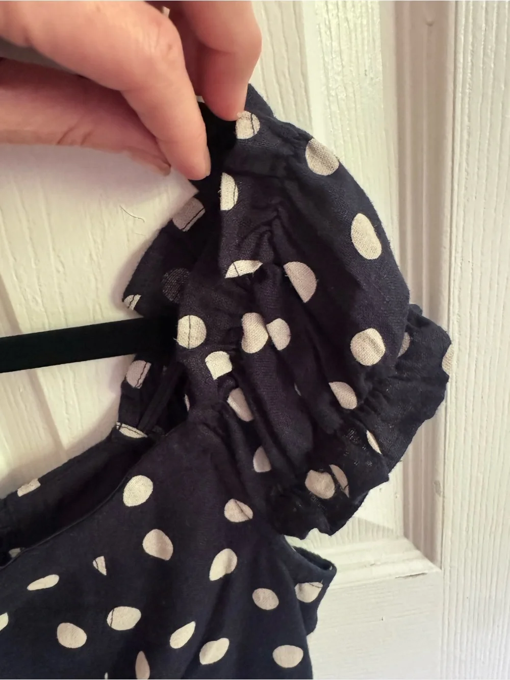 Abercrombie & Fitch Navy Polka Dot Mini Linen Dress size Medium - Picture 10 of 15